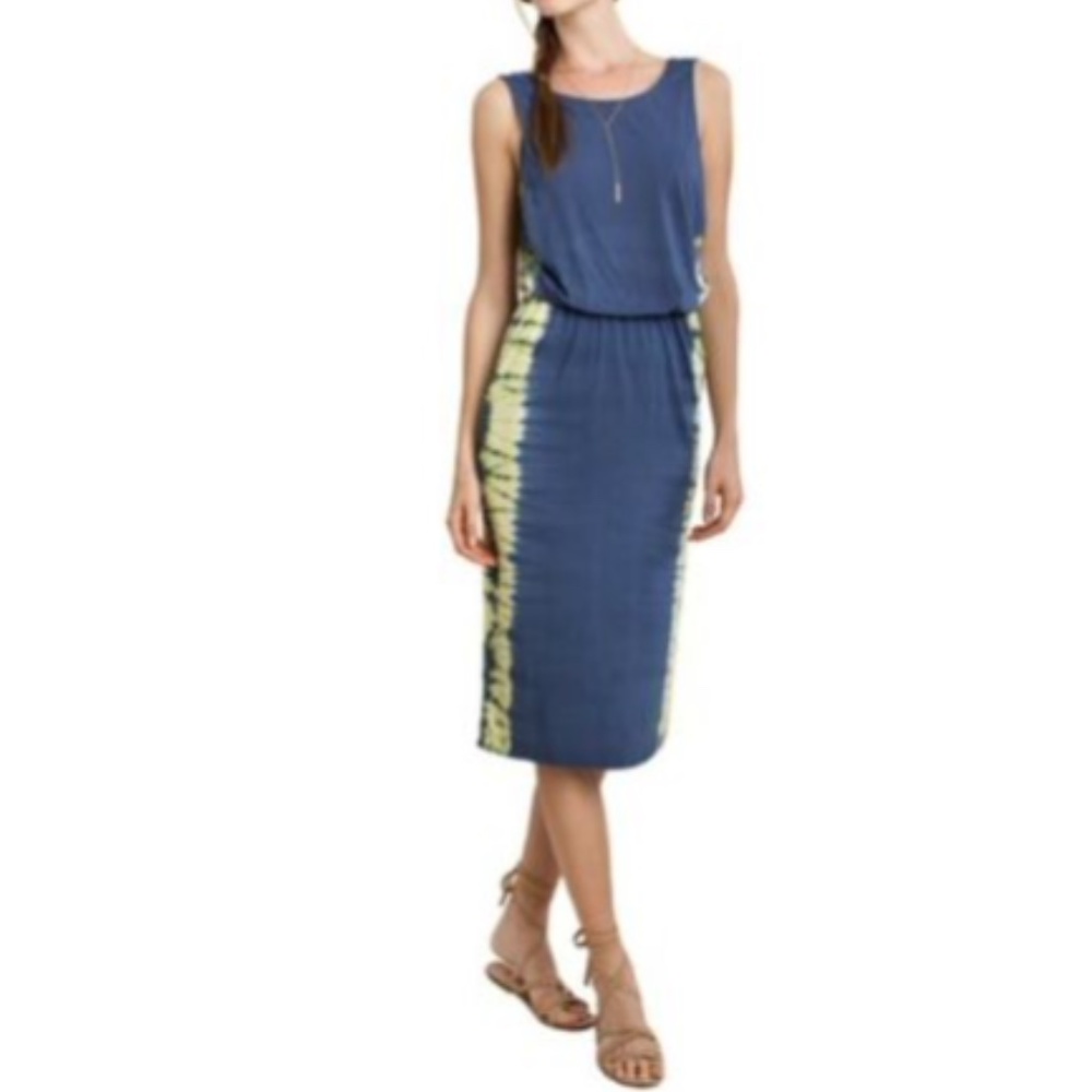 Splendid Kaleidoscope Midi Dress Navy Tie Dye Size Large